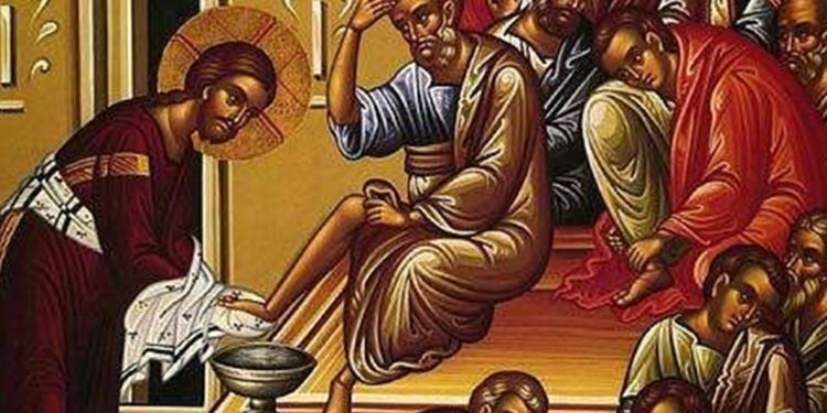 أيقونة غسل الأرجل – الايقونة وشرحها