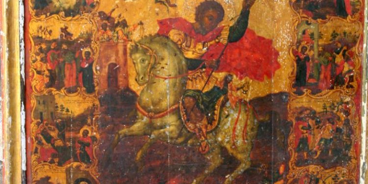 إيقونة مار جاورجيوس(2) في دير مار جاورجيوس الحميراء البطريركي(1685م) – الايقونة وشرحها