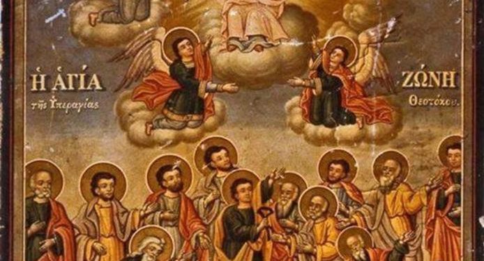 أيقونة نادرة من أقدم أيقونات الزنار المقدس وأيقونة الزنار التقليدية – الايقونة وشرحها