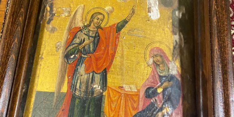 أيقونة بشارة والدة الإله العجائبية في الكنيسة المريمية ( أيقونة المديح) – تاريخ الأيقونة وشرحها